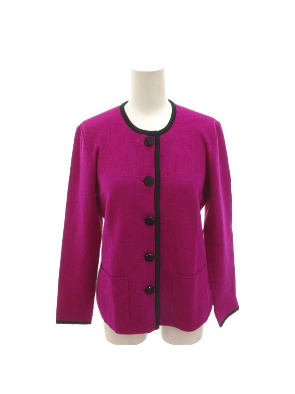 Saint Laurent Knit Jacket Wool Purple Long Sleeve Round